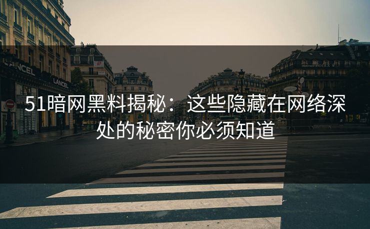 51暗网黑料揭秘：这些隐藏在网络深处的秘密你必须知道  第1张