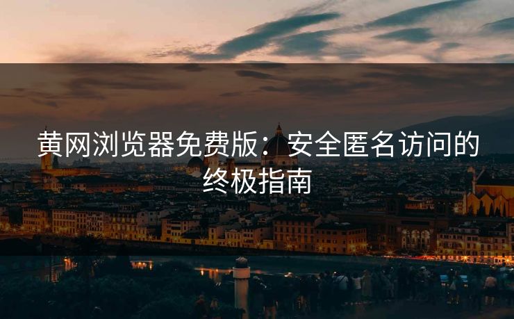 黄网浏览器免费版：安全匿名访问的终极指南  第1张